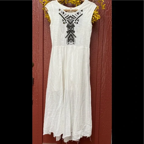 Free People Toosaloosa Slub Meadow Ivory Casual Maxi Dress XS 🌿A6 - Picture 2 of 16